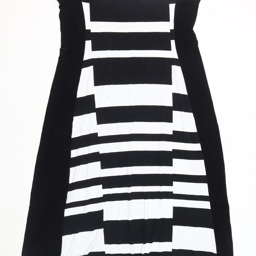 Roman Women's Black Striped Sleeveless Dress Size 18