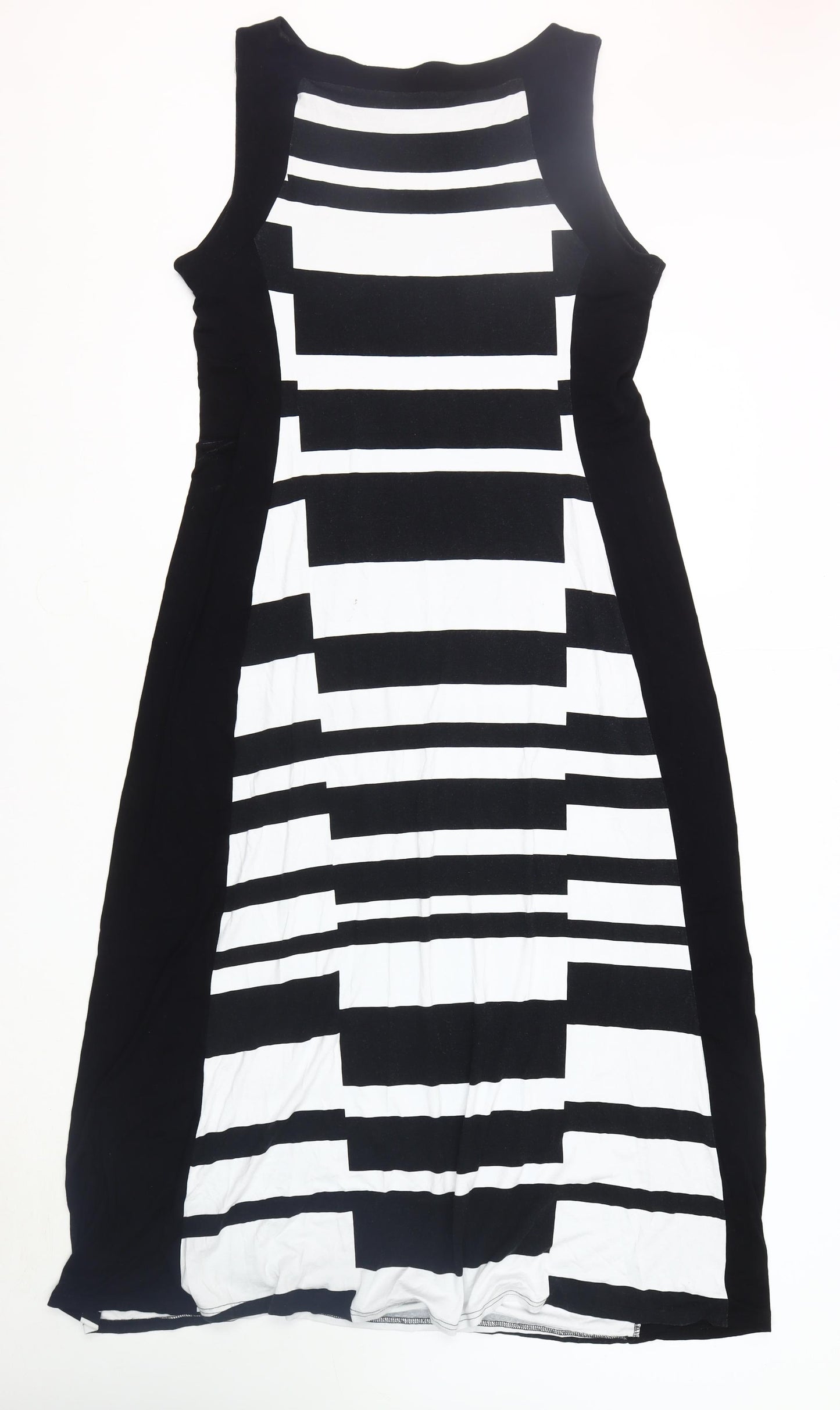 Roman Women's Black Striped Sleeveless Dress Size 18