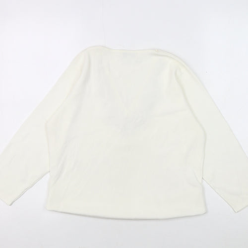 Fay Louise Women's Medium White Beaded V-Neck Top