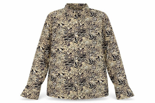Front view of Claudia Richard Women's Multicoloured Animal Print Blouse L