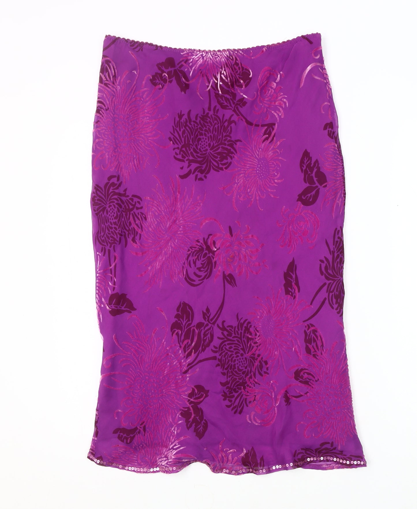 Monsoon Women's Purple Floral Sequin Skirt Size 12