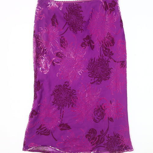 Monsoon Women's Purple Floral Sequin Skirt Size 12