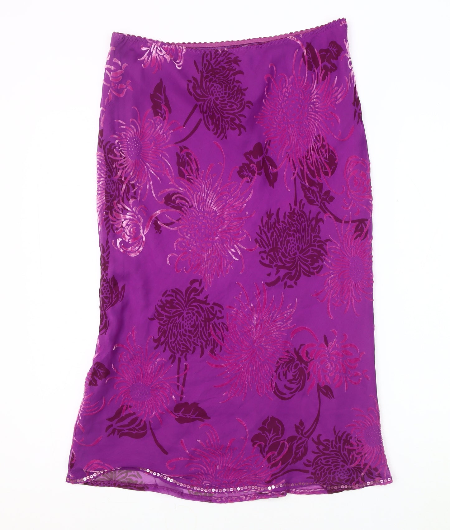 Monsoon Women's Purple Floral Sequin Skirt Size 12