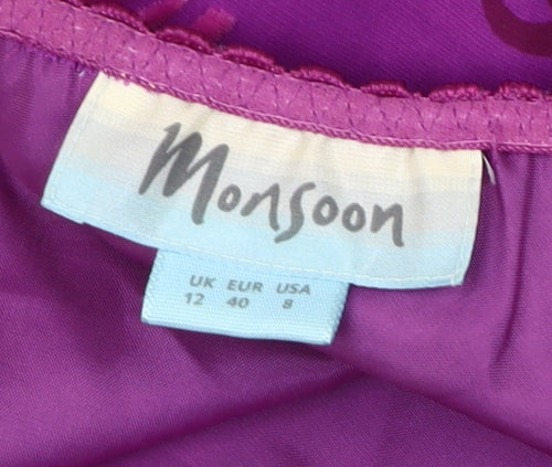 Monsoon Women's Purple Floral Sequin Skirt Size 12