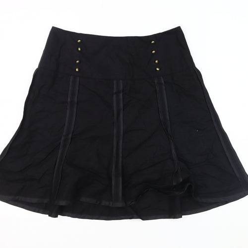 Next Women's Black Size 8 Linen Blend Skirt
