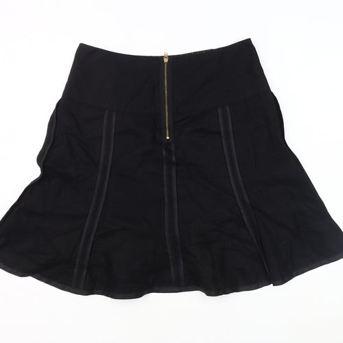 Next Women's Black Size 8 Linen Blend Skirt