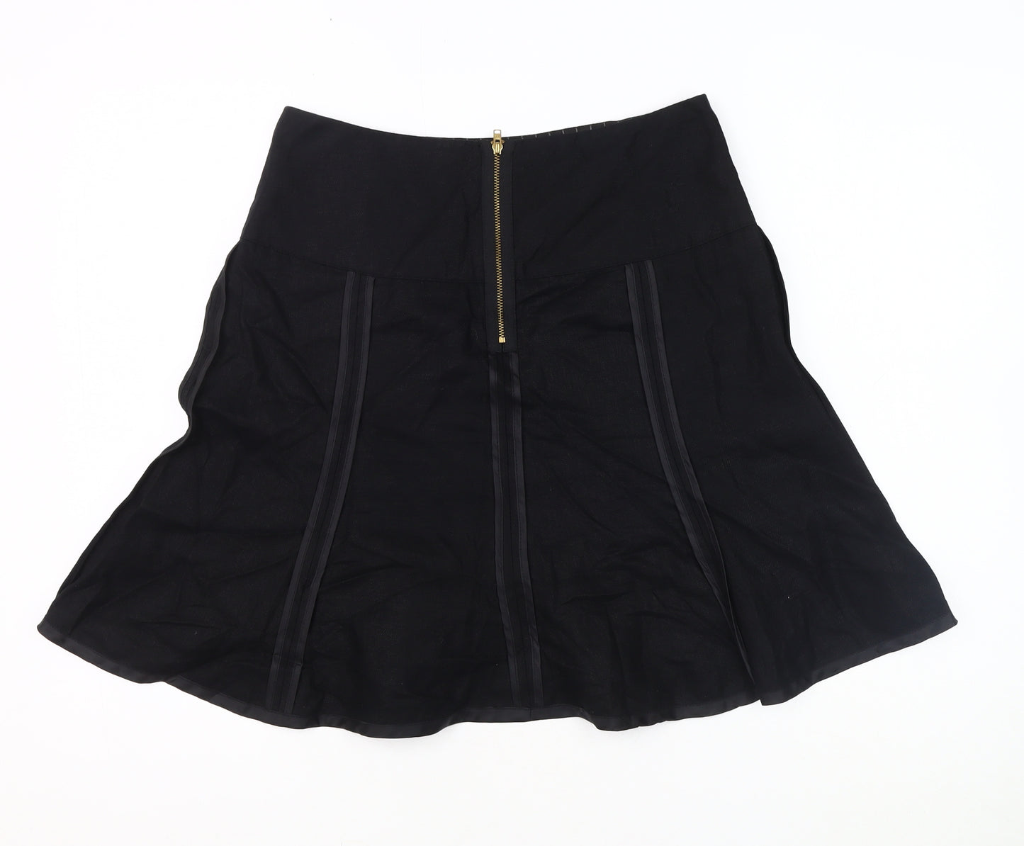 Next Women's Black Size 8 Linen Blend Skirt