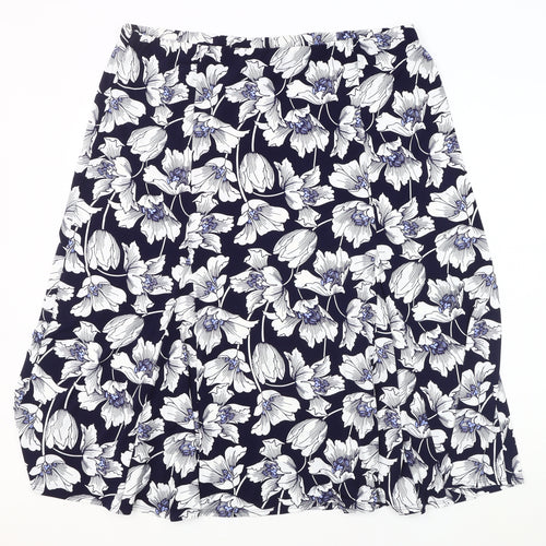 Marks and Spencer Women's Blue Floral A-Line Skirt Size 18