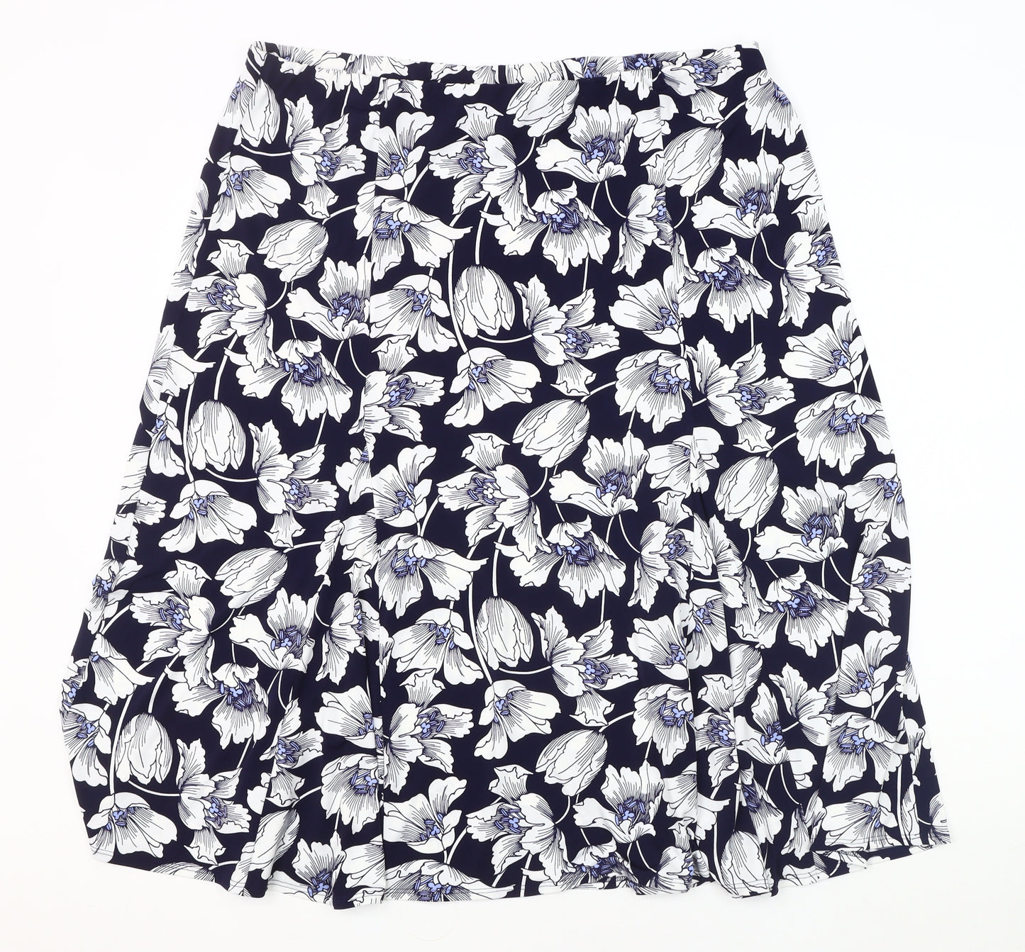 Marks and Spencer Women's Blue Floral A-Line Skirt Size 18