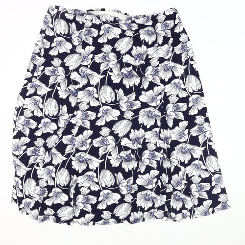 Marks and Spencer Women's Blue Floral A-Line Skirt Size 18