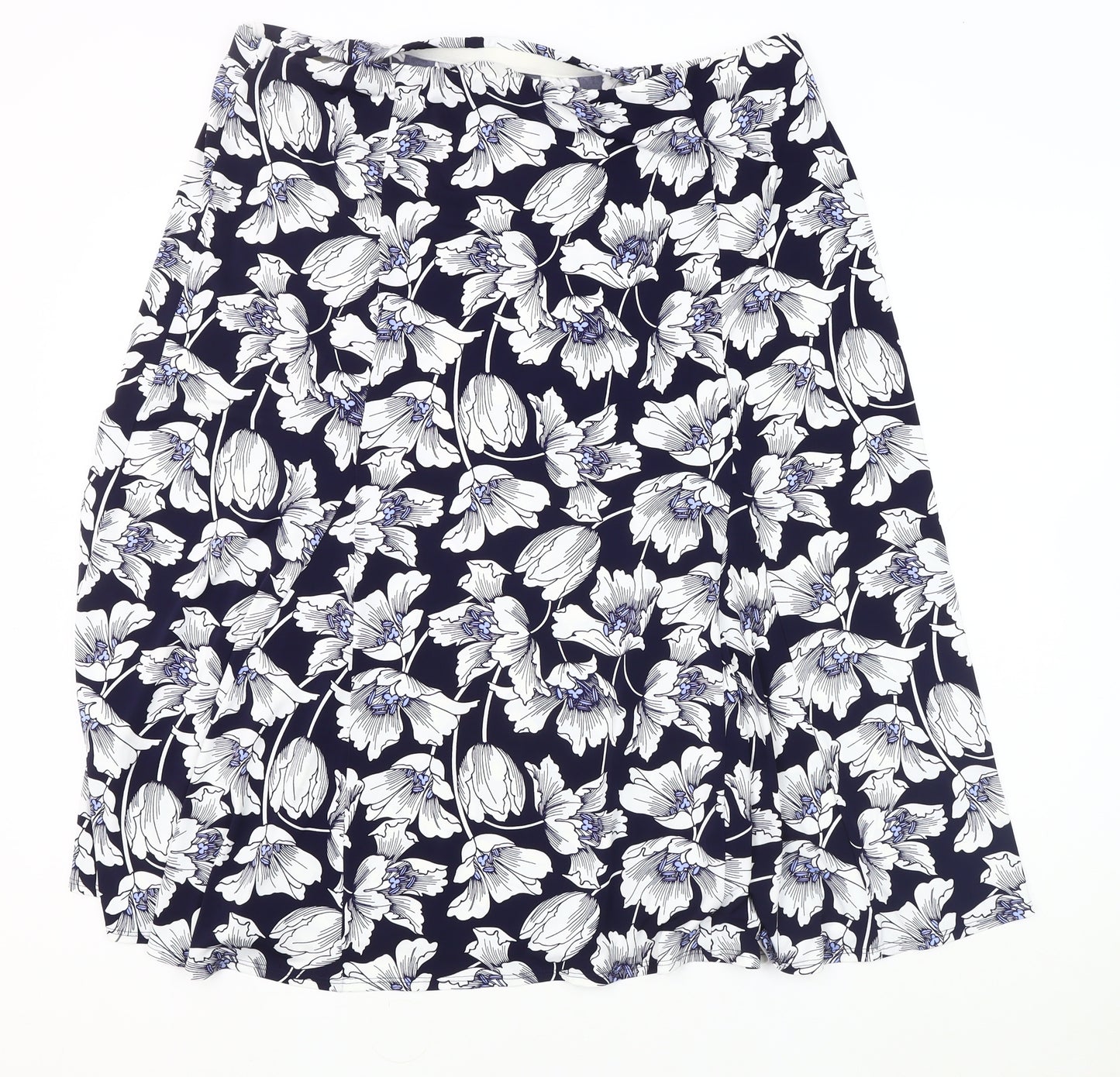 Marks and Spencer Women's Blue Floral A-Line Skirt Size 18