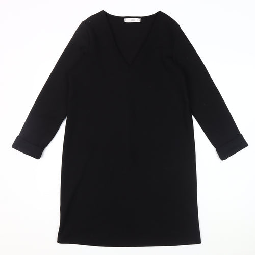 MNG Women's Black V-Neck Long Sleeve Dress Size 12