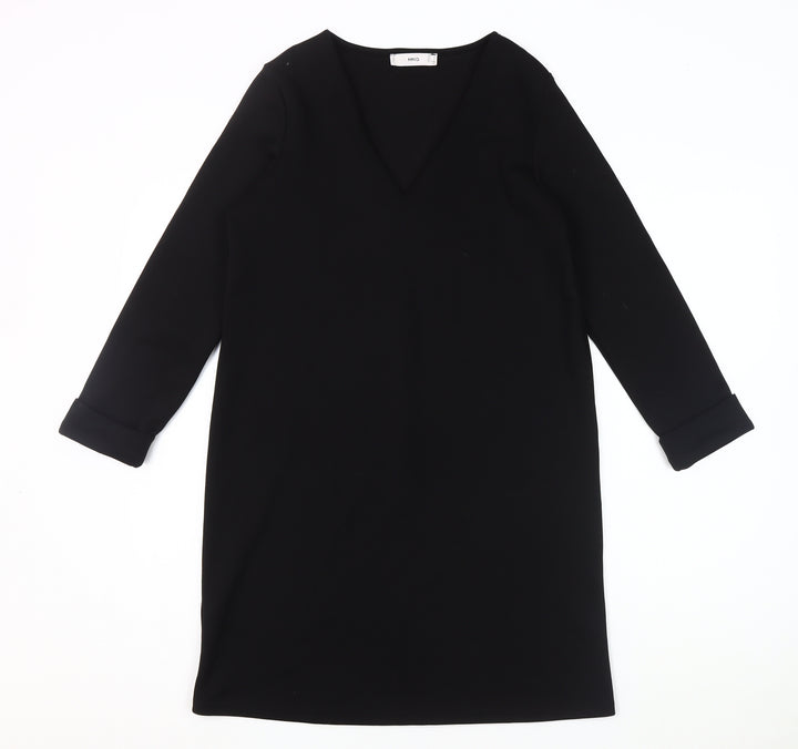 MNG Women's Black V-Neck Long Sleeve Dress Size 12