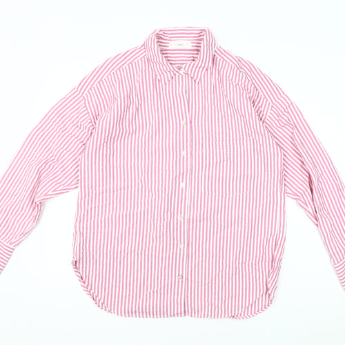 MNG Men's Pink Striped Button-Up Shirt, Medium