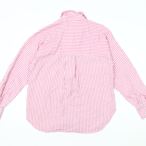 MNG Men's Pink Striped Button-Up Shirt, Medium