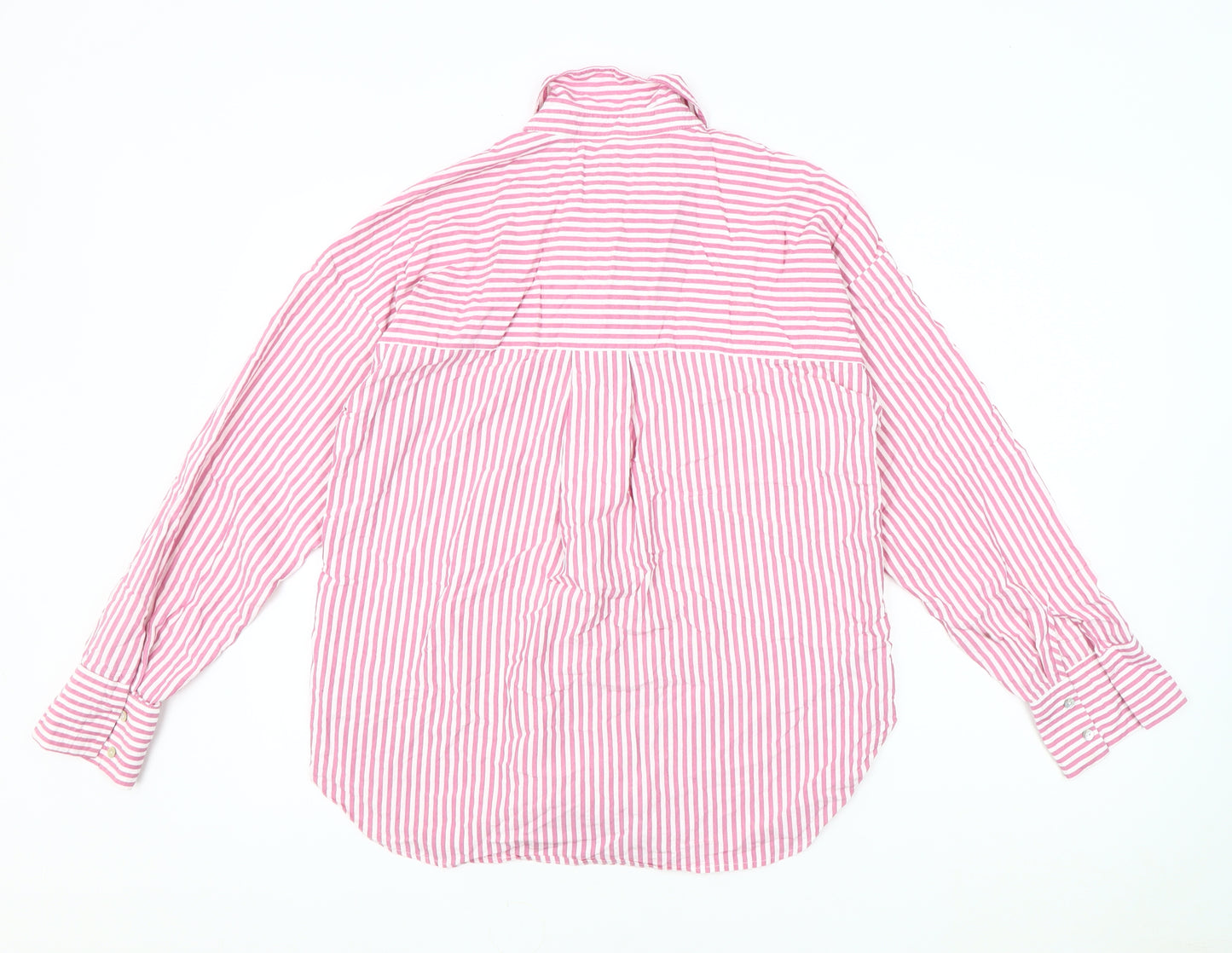 MNG Men's Pink Striped Button-Up Shirt, Medium