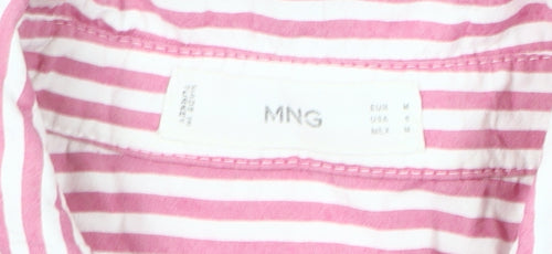 MNG Men's Pink Striped Button-Up Shirt, Medium