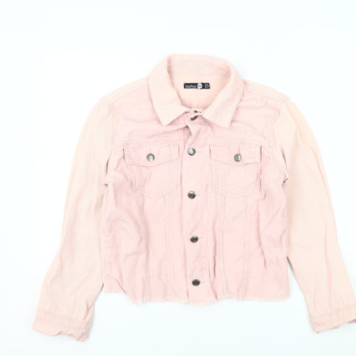 Boohoo Women's Pink Corduroy Jacket Size 8 Casual