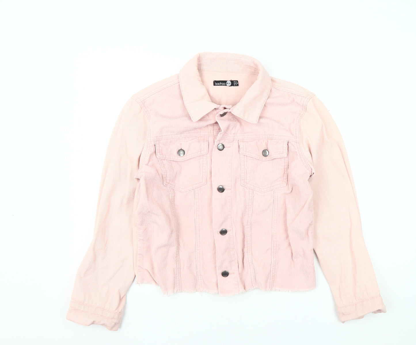 Boohoo Women's Pink Corduroy Jacket Size 8 Casual