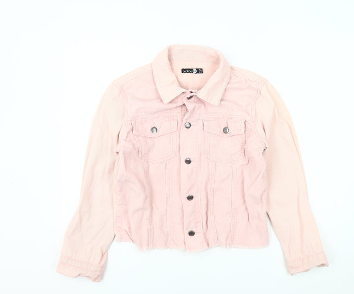 Boohoo Women's Pink Corduroy Jacket Size 8 Casual