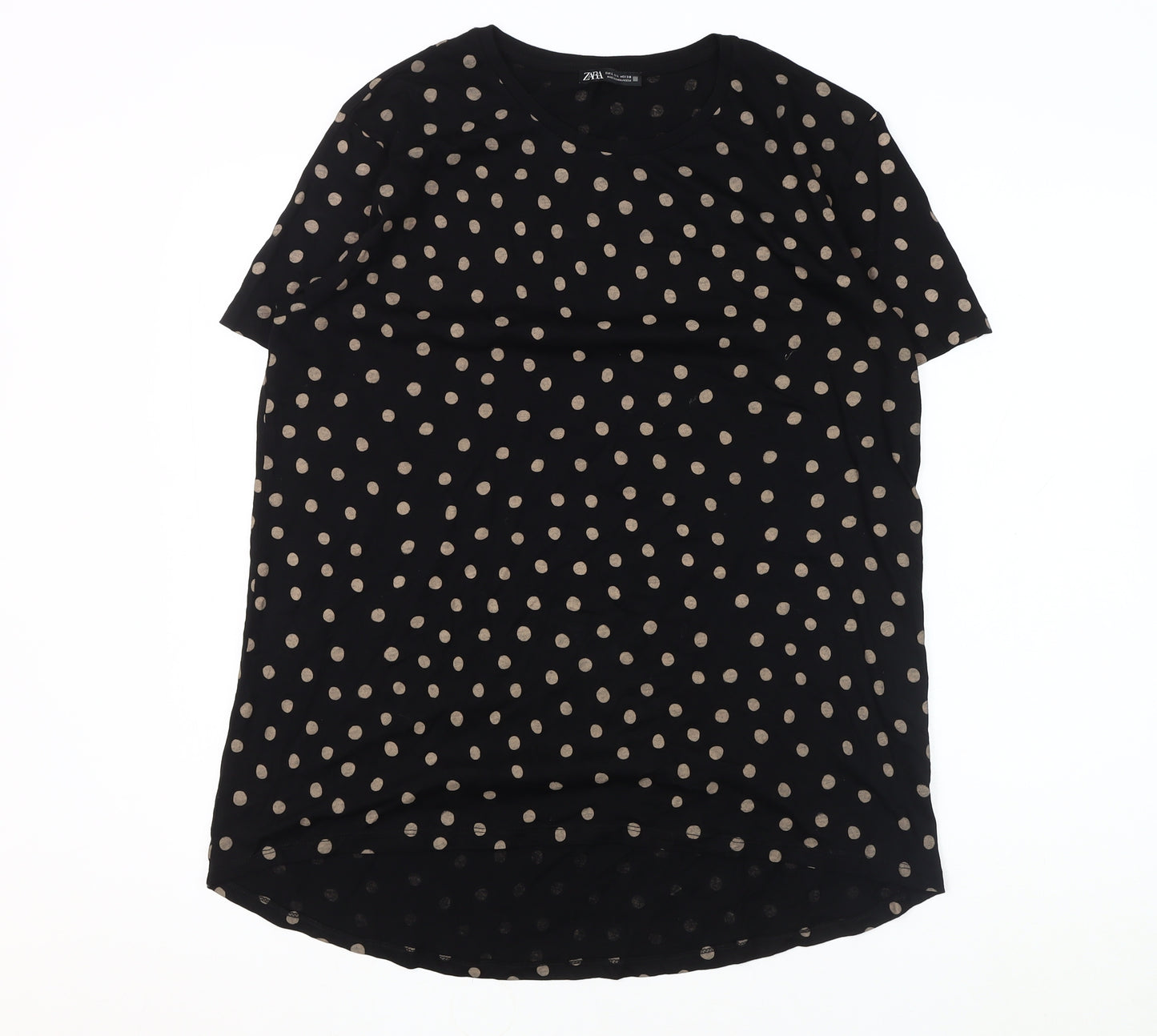Zara Women's L Black Polka Dot T-Shirt