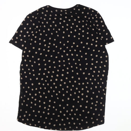Zara Women's L Black Polka Dot T-Shirt