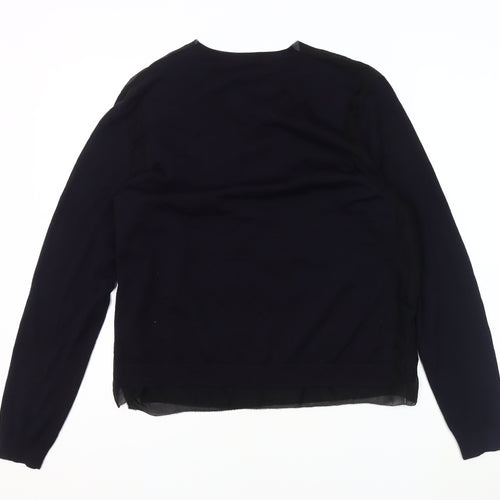 Nicole Farhi Black Blouse, Size L, Long Sleeve