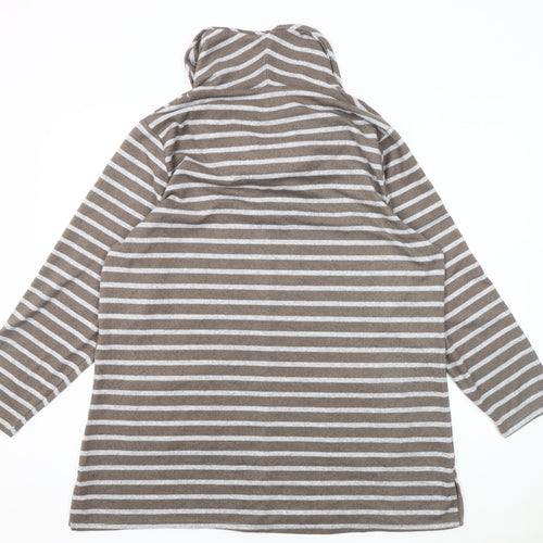 TIGI Women's Brown Striped Cowl Neck Jumper