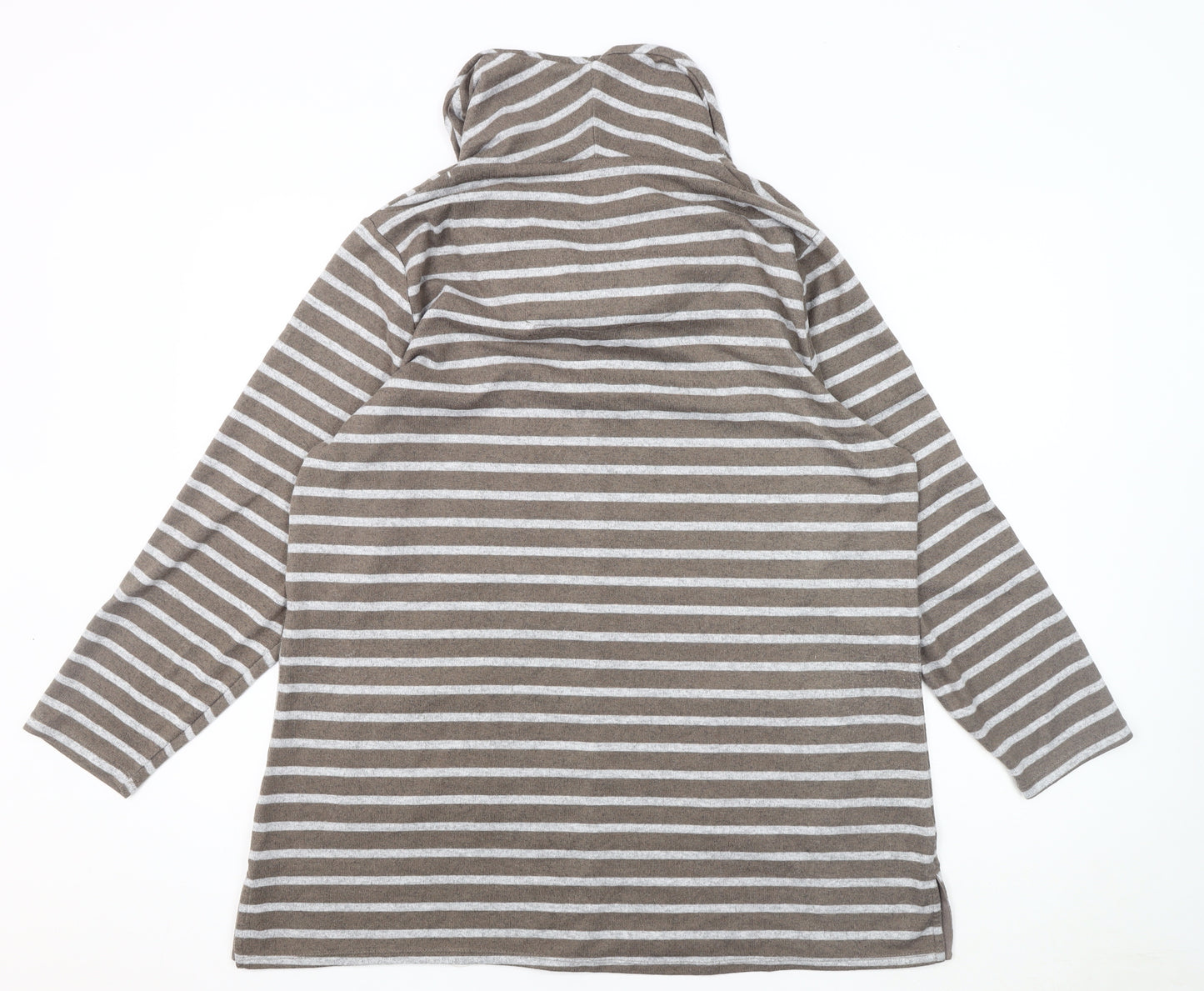 TIGI Women's Brown Striped Cowl Neck Jumper