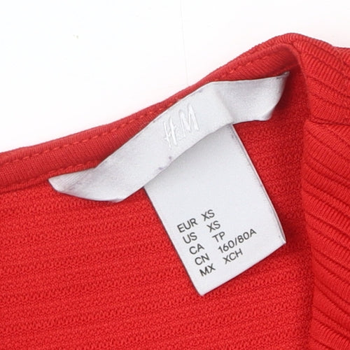 H&M Women's Red XS Kneel Length Sheath Dress