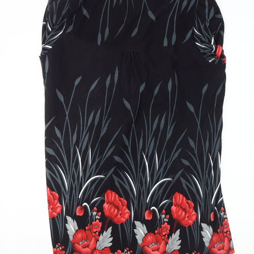 Reborn Women's Black Floral Print Top L
