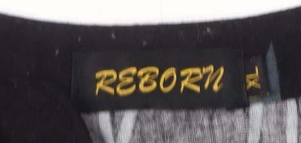 Reborn Women's Black Floral Print Top L