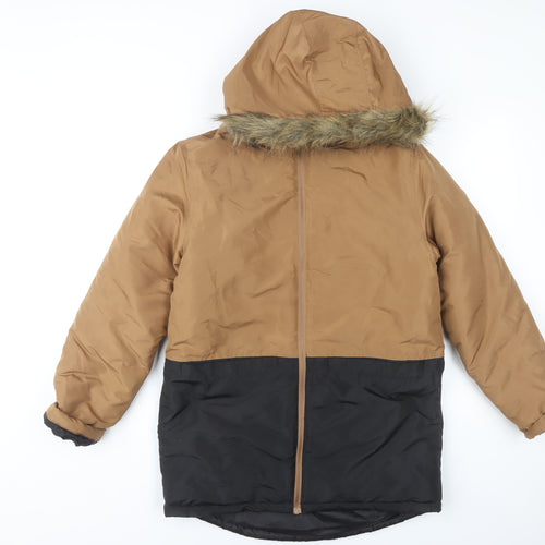 Destination Boys Brown Puffer Jacket with Hood, Size 164