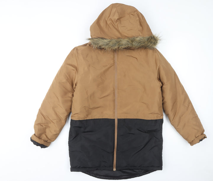 Destination Boys Brown Puffer Jacket with Hood, Size 164
