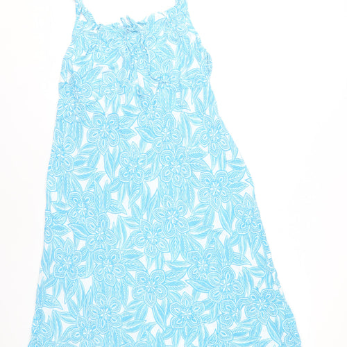 Marks and Spencer Women's Blue Floral Slip Dress - Size 22