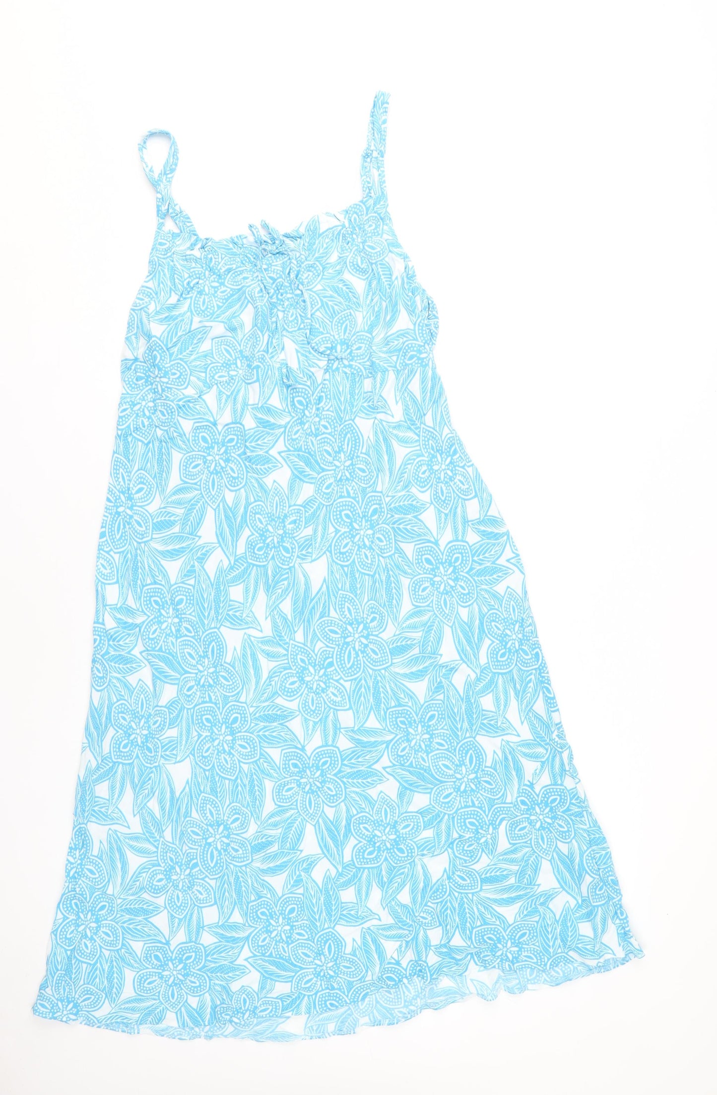 Marks and Spencer Women's Blue Floral Slip Dress - Size 22