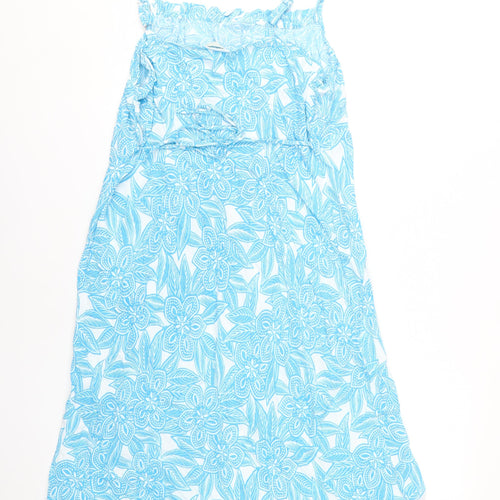 Marks and Spencer Women's Blue Floral Slip Dress - Size 22