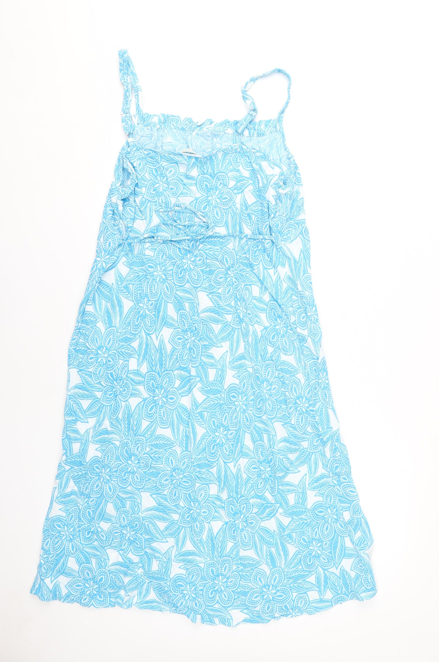 Marks and Spencer Women's Blue Floral Slip Dress - Size 22