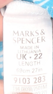 Marks and Spencer Women's Blue Floral Slip Dress - Size 22