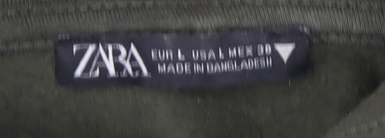 Zara Men's Green Pullover Hoodie, Size L