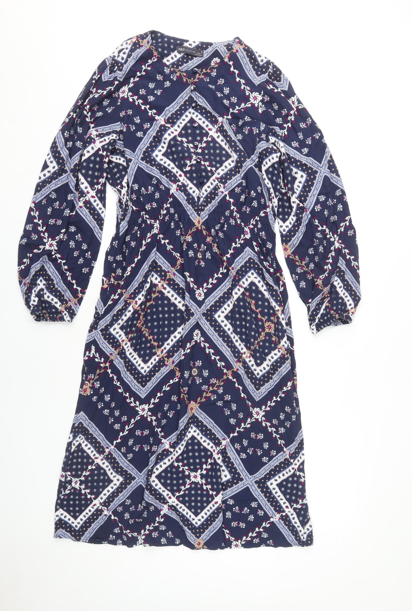 Marks and Spencer Women's Blue Geometric Dress Size 12