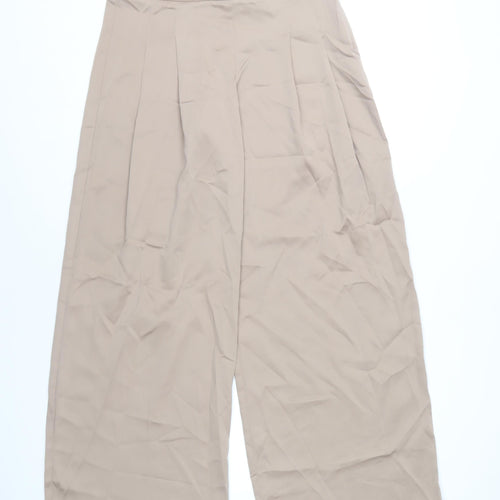 New Look Women's Beige Wide-Leg Pleated Trousers