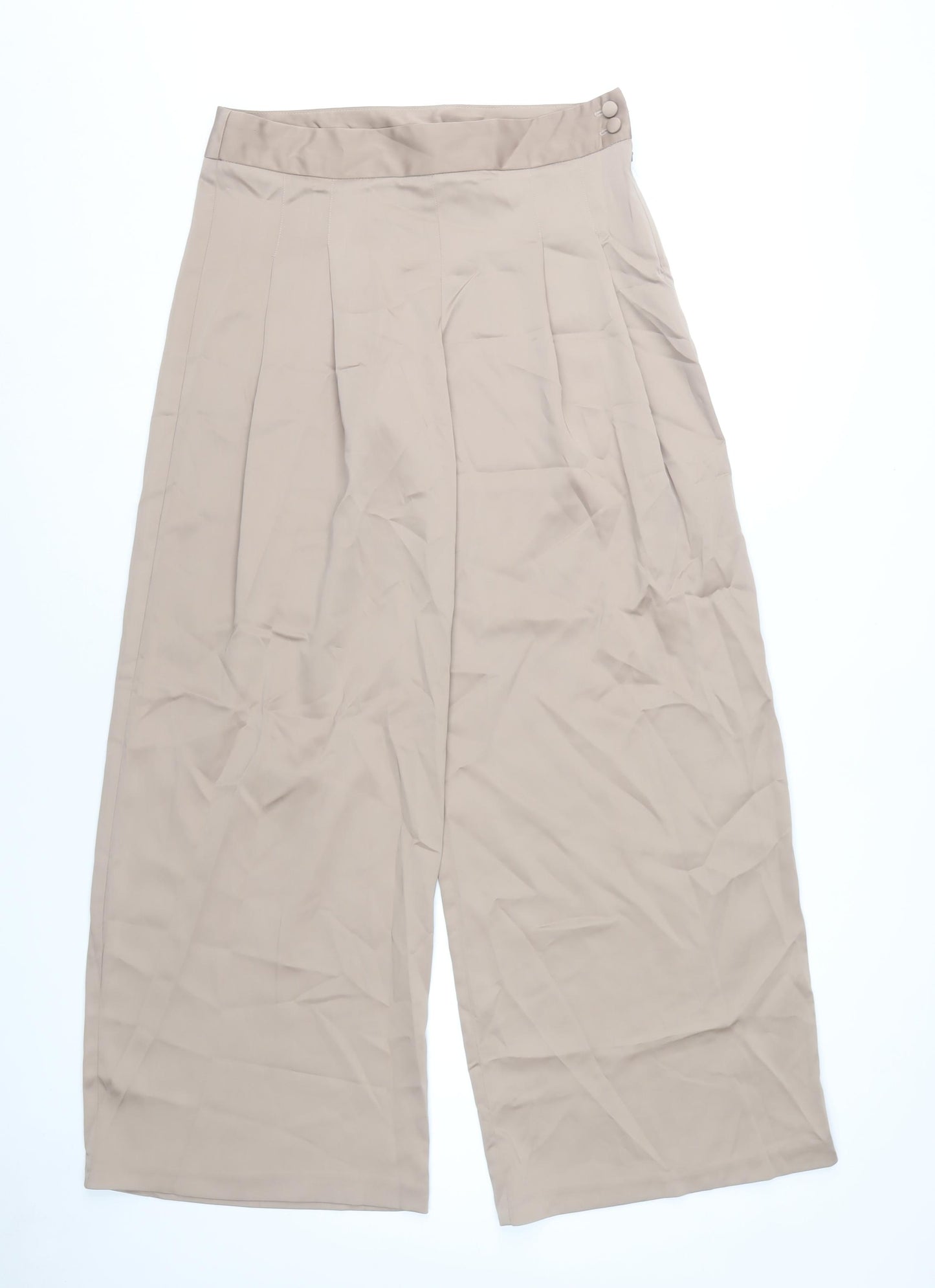 New Look Women's Beige Wide-Leg Pleated Trousers