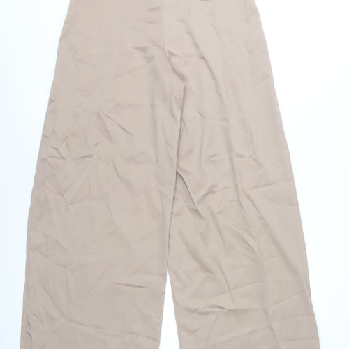 New Look Women's Beige Wide-Leg Pleated Trousers