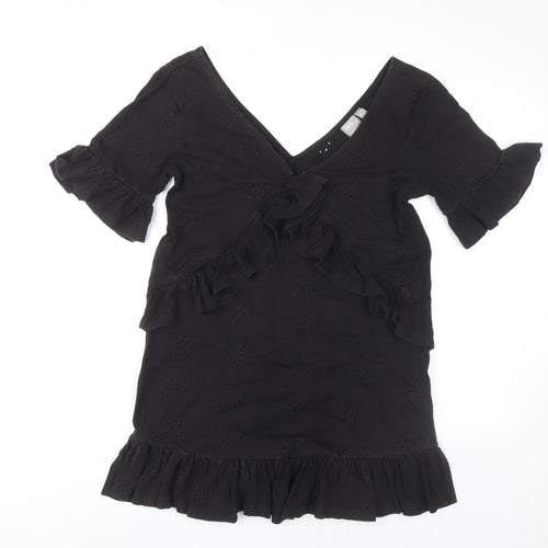 ASOS Women's Black Dress Size 10 with Ruffle Accent
