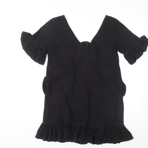 ASOS Women's Black Dress Size 10 with Ruffle Accent