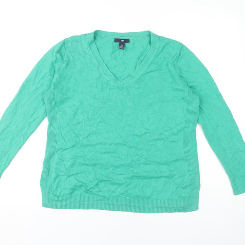 Gap Women's Green V-Neck Pullover Jumper in M, Casual