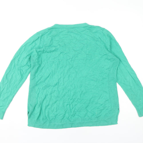 Gap Women's Green V-Neck Pullover Jumper in M, Casual