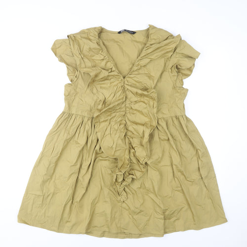 Zara Women's V-Neck S Casual Spring Flutter Dress