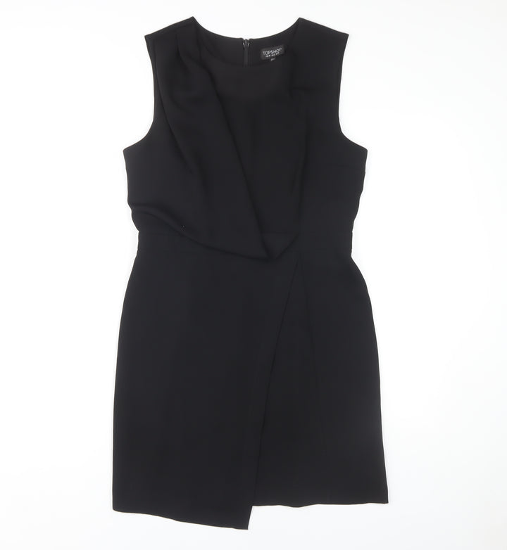 Topshop Women's Black Shift Dress - Size 12